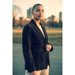 Pasha & Jo Vintage Black Suede Patchwork Blazer Large